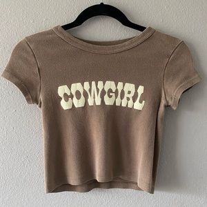 Brandy Melville brown Ashlyn cowgirl crop top